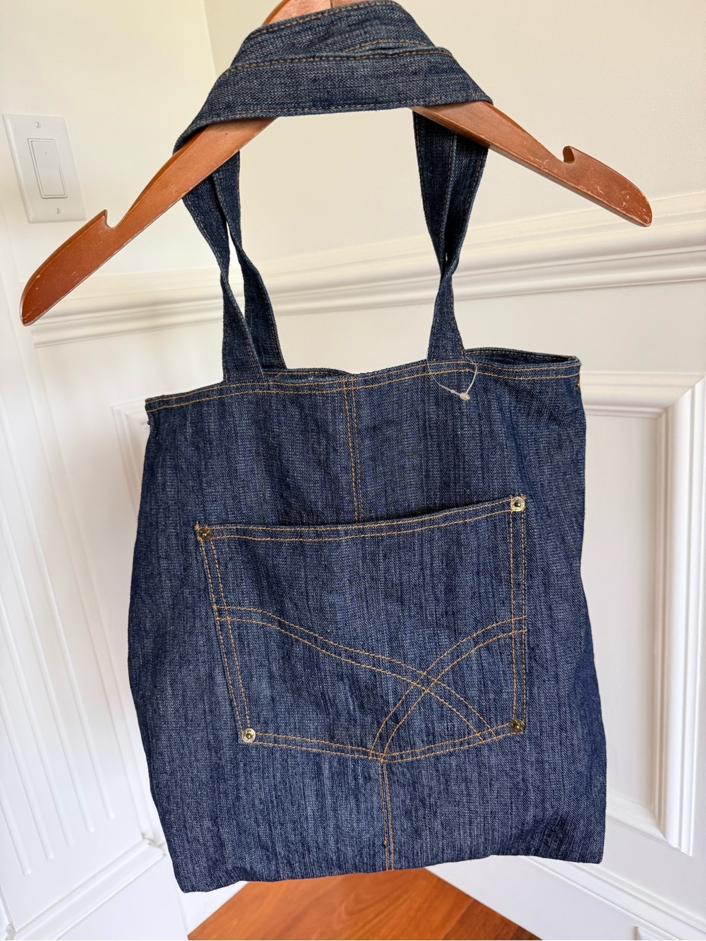 NEW Bath & Body Works Denim Jeans Tote Bag Shoulder Bag Front Pocket - Blue Y2K